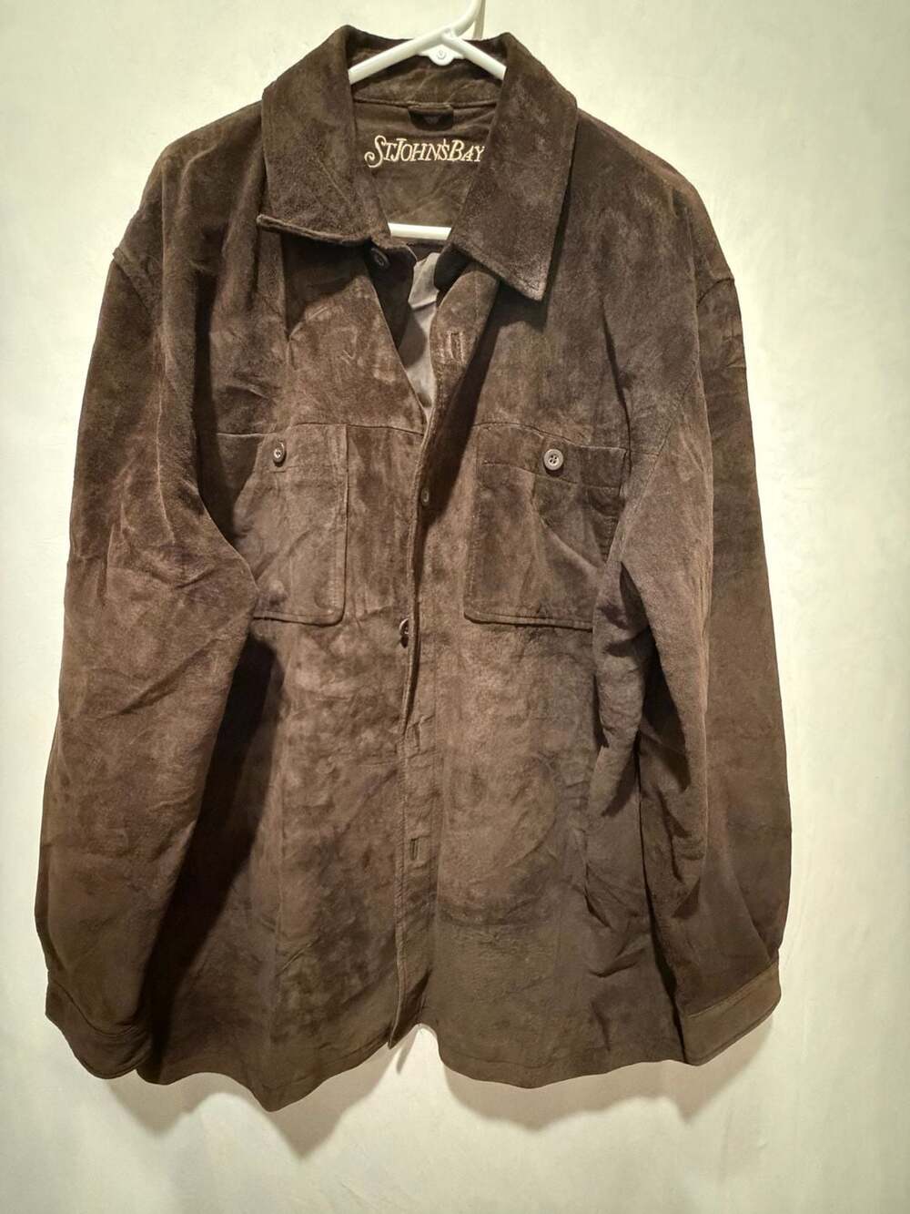 Vintage St John's Bay Brown Genuine Leather Button Up Shirt Jacket Large